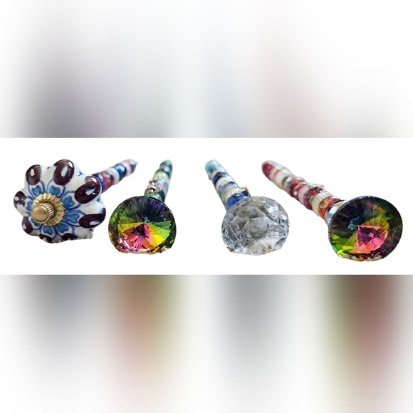 4 Piece Colorful Beaded Plants Stakes, Plant Bling! Brand New Handmade - Picture 3 of 12